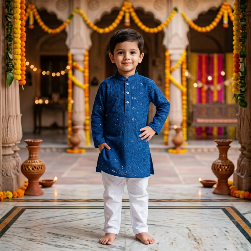 Chikankari Embroidered Panjabi Set