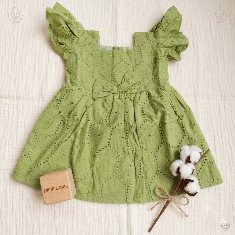 Olive Eyelet Bow-Frock